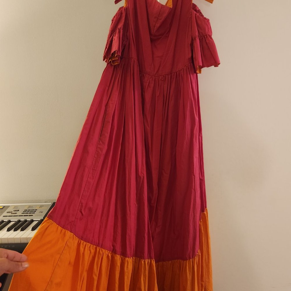 Gorgeous two-tone designer cotton high-low midi dress - Picture 3 of 5